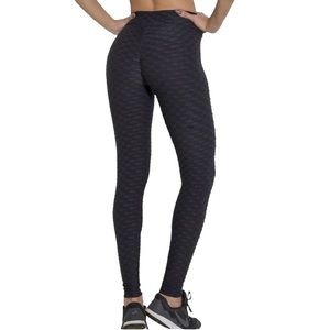 New Mix Brazilian Butt Lifting Textured Leggings Black L/XL